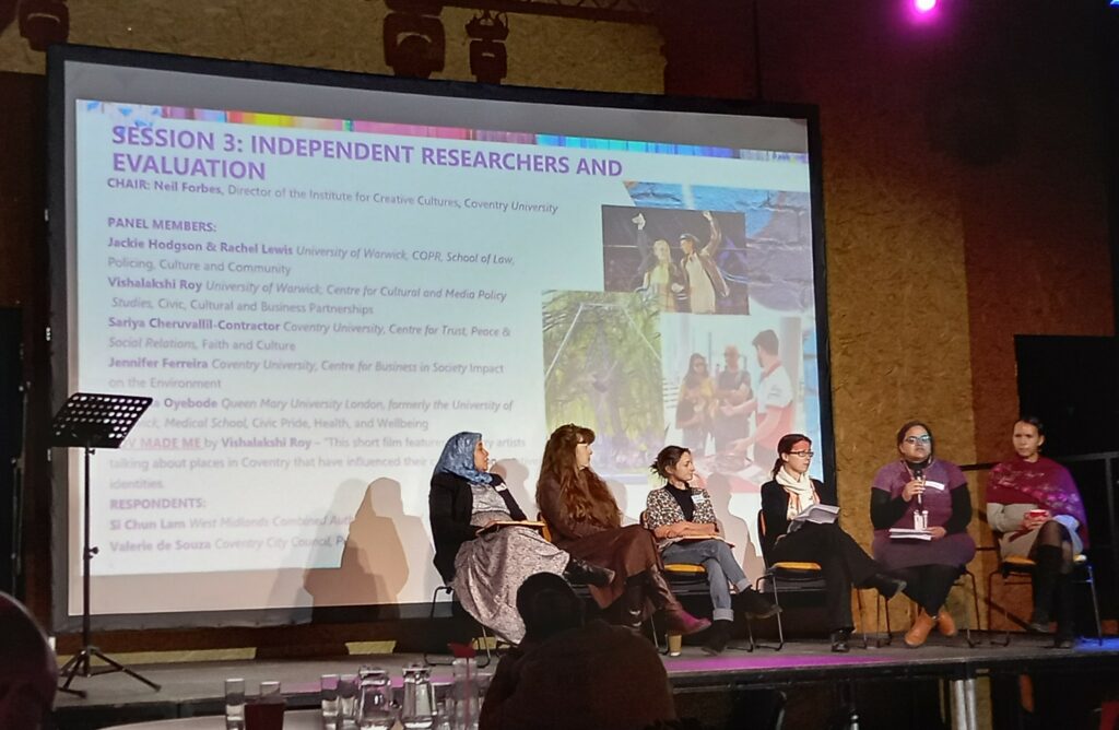A panel discussion speaker at the Connecting Place, Culture and Research event.